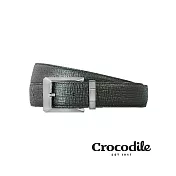 【Crocodile】Crocodile 鱷魚皮件 義大利壓紋真皮 打洞寬版皮帶 0102-30101 黑色 38腰