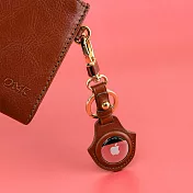 【OMC】AirTag 義大利植鞣革保護套/鑰匙圈(深棕)- 全開孔