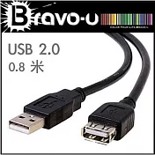 Bravo-u USB 2.0 A公對A母延長線(黑-0.8米)