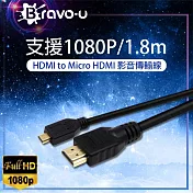 Bravo-u HDMI to Micro HDMI 影音傳輸線 1.8M-1入