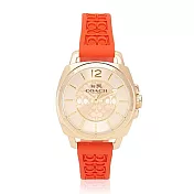 COACH 經典LOGO刻紋防水矽膠腕錶-桔