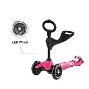 【Micro 滑板車】Maxi 3in1 Deluxe LED輪 兒童滑板車/滑步車 - 粉紅色
