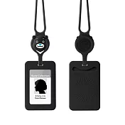 Bone 蹦克 頸掛開窗識別證套|RFID雙面感應卡夾 -熊讚 - 黑