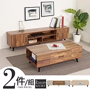 《Homelike》品味紐約Loft客廳二件組(二色) 電視櫃 視廳櫃 置物櫃 收納櫃 茶几 矮桌 和室桌 柚木色