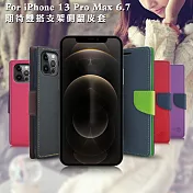 MyStyle for iPhone 13 Pro Max 6.7 期待雙搭支架側翻皮套 桃