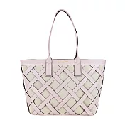 MICHAEL KORS SIENNA菱格編織皮革帆布托特包- 米淺粉