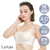 【Lofan 露蒂芬】抹胸 平口蕾絲無痕百搭無鋼圈內衣(CB2040-WHT) XL 白