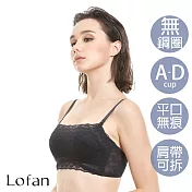 【Lofan 露蒂芬】抹胸 平口蕾絲無痕百搭無鋼圈內衣(CB2040-BLK) M 黑