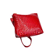 【FARESIO】鱷魚紋迷你短款零錢包(F-M03) 石榴紅