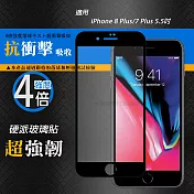 CB硬派強化4倍抗衝擊 iPhone 8 Plus/7 Plus 5.5吋 鋼化疏水疏油玻璃保護貼(黑) 玻璃膜