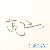 【ALEGANT】燭台金未來感縷空金屬方框UV400濾藍光眼鏡