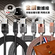 加利王WUW Micro USB 金鑽金屬耐拉傳輸充電線(X24)1M 玫瑰金