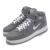 Nike 休閒鞋 Air Force 1 Mid QS 男女鞋 經典款 中筒 紐約設計靈感 皮革 情侶穿搭 灰 DH5622-001 23.5cm GREY/WHITE