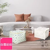 【收納職人】簡約北歐ins風棉線編織坐墩/沙發凳/懶人矮凳 白雪紛紛