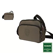 YESON - 台灣精品三層拉鍊隔層輕巧橫式小側背包 卡其