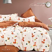 《DUYAN 竹漾》台灣製 100%精梳棉雙人加大床包被套四件組-秋菓小狐