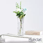 【éclat】匠心花藝高雅花紋六角時尚晶透花瓶小款 玉竹