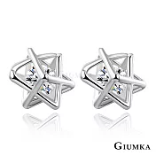 GIUMKA耳釘耳環立體多角星星耳飾 穿耳針式 精鍍正白K/玫金色 兩色任選 MF05048 銀色耳環