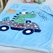 義大利Fancy Belle《恐龍ㄅㄨㄅㄨ》雙層雪芙絨兒童加厚毯105*130CM-藍色