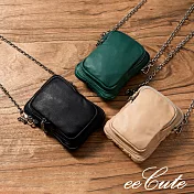 【eeCute】輕量皮革隨身置物包 寶石綠