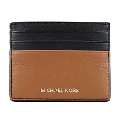 MICHAEL KORS COOPER荔枝紋六卡名片夾- 黑/棕