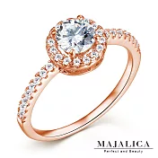 Majalica純銀戒指女戒S925銀戒子奢華滿鑽 925純銀尾戒 精鍍玫瑰金 玫金色 PR6053 玫金色美國圍5號｜內直徑約1.57CM