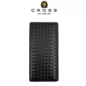 【CROSS】台灣總經銷 限量1折 頂級小牛皮編織紋22卡1零錢袋長夾 克勞迪系列 全新專櫃展示品 (黑色 贈禮盒提袋)