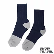 雪之旅 高級美麗諾羊毛襪 3入組 L 深藍/淺灰