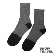 雪之旅 高級美麗諾羊毛襪 3入組 L 深灰-黑色