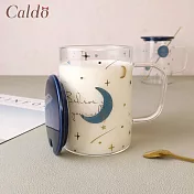 【Caldo卡朵生活】銀河耐熱透明附蓋馬克杯(附匙) 450ML 月亮