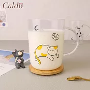 【Caldo卡朵生活】來抓我喵耐熱透明馬克杯 500ML 橘白貓