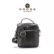 【CROSS】臺灣總經銷 限量1折 頂級小牛皮方形斜揹包 希爾系列 全新專櫃展示品 (黑色)