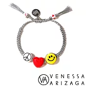 Venessa Arizaga PEACE LOVE HAPPINESS 愛心笑臉銀色手鍊
