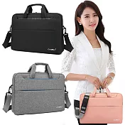 15.6吋 英倫學院 防潑水雙拉鍊 手提肩背多用平板筆電包 通勤包 公爵黑