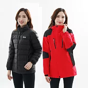 【遊遍天下】中性款二件式GlobeTex防水透濕鋁點外套+無車縫羽絨外套(GJ25013) L 紅色