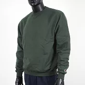 Champion [S600-33C] 男 長袖上衣 大學T 美規 高磅數 運動 休閒 內刷毛 保暖 舒適 穿搭 深綠 M 綠