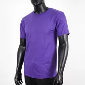 Champion [T425-81C] 男 短袖上衣 T恤 美規 高磅數 純棉 舒適 休閒 圓領 純色 穿搭 紫 L 紫