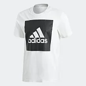 Adidas ESS Box Logo Tee [B47358] 男 圓領 短袖 運動 休閒 舒適 棉T 愛迪達 白 M 白/黑