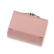 【L.Elegant】時尚磨砂拼接鈕扣 短夾 零錢包(共3色)B736 粉色