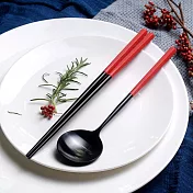 【KUAI ZHU】台箸不銹鋼餐具組-經典黑系列1組 極光紅