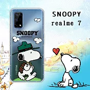 史努比/SNOOPY 正版授權 realme 7 5G 漸層彩繪空壓手機殼(郊遊)