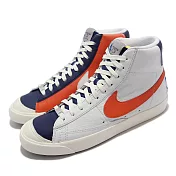 Nike 休閒鞋 Blazer Mid 77 EMB 男鞋 NBA 75th 高筒 球鞋 荔枝皮 白 橘 DD8025100 27cm WHITE/ORANGE