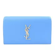 YSL 簡單LOGO立體翻蓋手拿包- 水藍