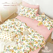 《DUYAN 竹漾》台灣製 100%精梳純棉雙人床包被套四件組-粉玫花露