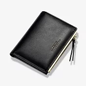 【L.Elegant】時尚金色線條飾邊 短夾 零錢包(共3色)B260 黑色