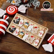 摩達客-聖誕裝飾文具-原木小木夾子10入套組- 超萌動物系款