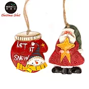 摩達客-聖誕樹脂藝術創作裝飾吊飾-2入組- 1.紅手套抱星老公