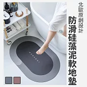 CS22 居家衛浴用超吸水瞬吸防滑矽藻泥軟地墊(兩色) 多瑙河(橢圓)-灰色