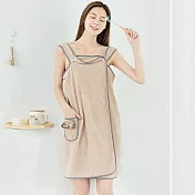 CS22 軟軟毛珊瑚絨加厚浴裙魔術浴巾4色(卡其色/紫色/櫻花粉/枚紅色)-2入 卡其色