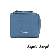 Legato Largo Lusso 輕奢時尚感鱷魚紋 短夾- 灰藍色